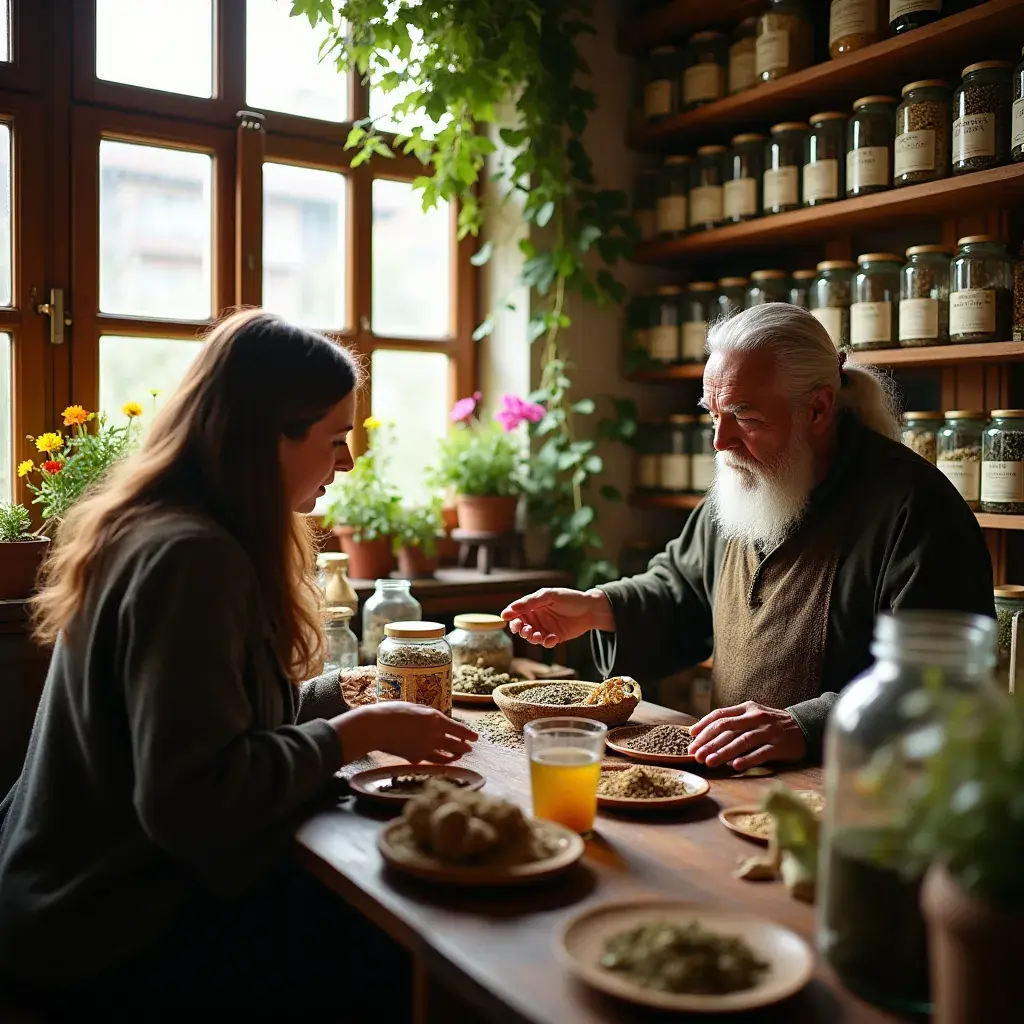 Kertészkedő emberek, akik gyógynövényeket ültetnek a tea elkészítéséhez